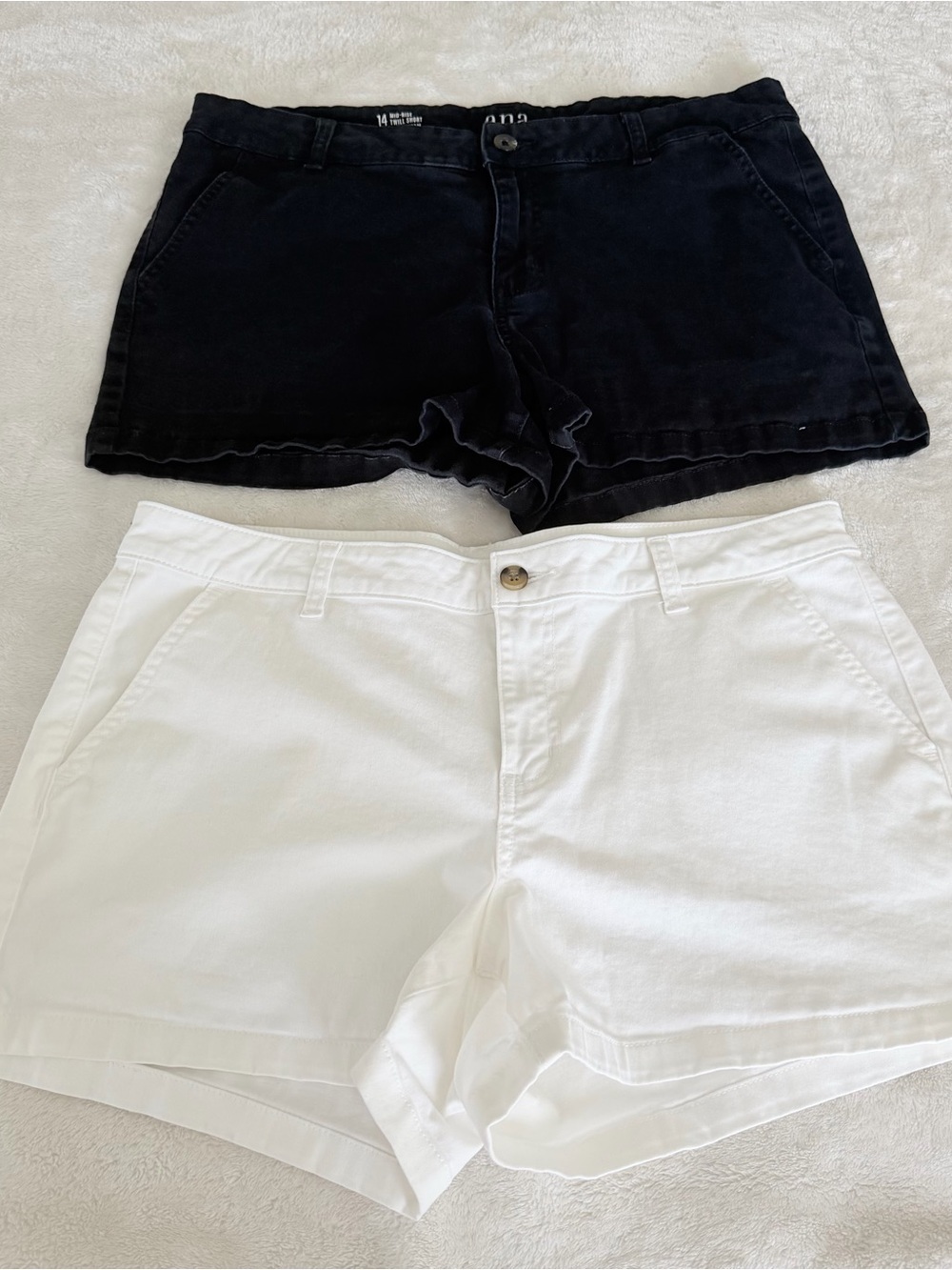 ANA Black and White Women’s Cotton Chino Shorts size 14